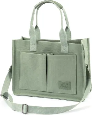 Canvas Tote Bag for Women, Large Laptop Travel Tote Handbag Totes with Crossbody Shoulder Teachers Reusable Grocery Bags