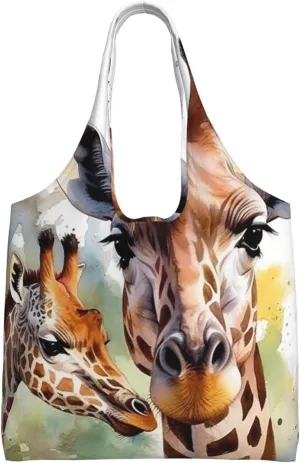 Canvas Tote Bag for Women Purse Watercolor Deer Giraffe Handbags Totes Crossbody Shoulder Shopping Bag