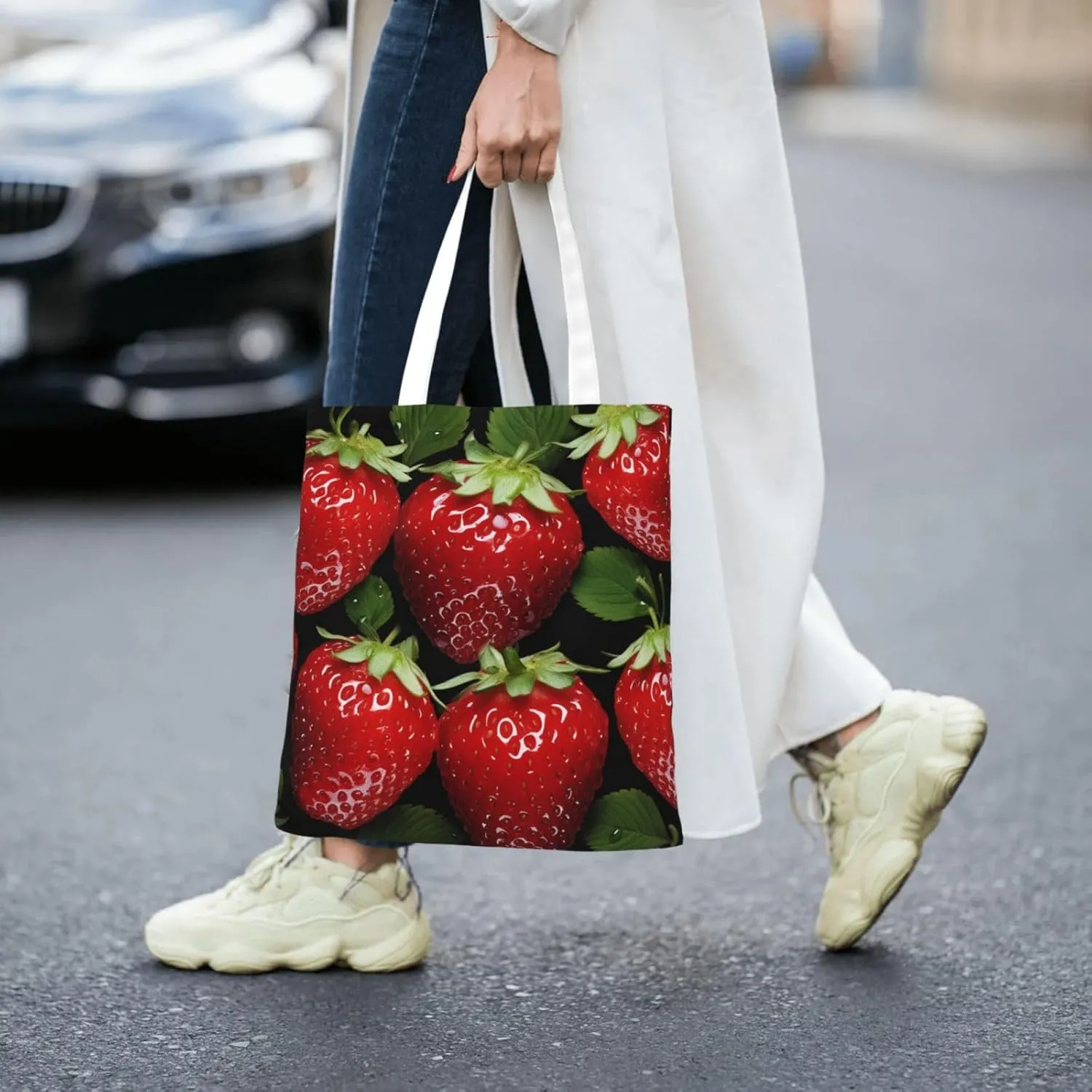 Canvas Tote Bag For Women Reusable Shopping Bag Casual Stars Crimson And Blue Shoulder Bag Handbag For Travel