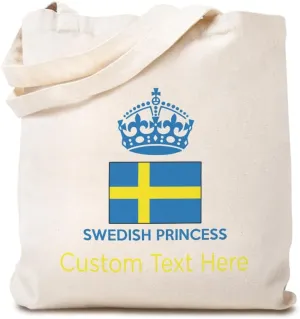 Canvas Tote Bag for Women Swedish Princess Crown Sweden Country Flag Beach Bags for Women