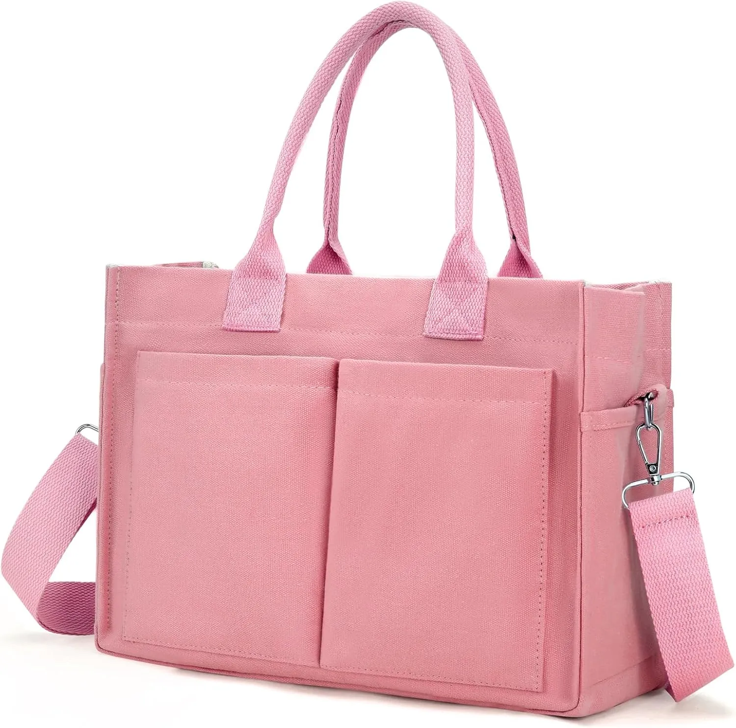 Canvas Tote Bags for Women，Work Tote Bags with Pockets,Crossbody Tote Bag Everything Handbags Shoulder Bags for Women
