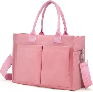 Canvas Tote Bags for Women，Work Tote Bags with Pockets,Crossbody Tote Bag Everything Handbags Shoulder Bags for Women