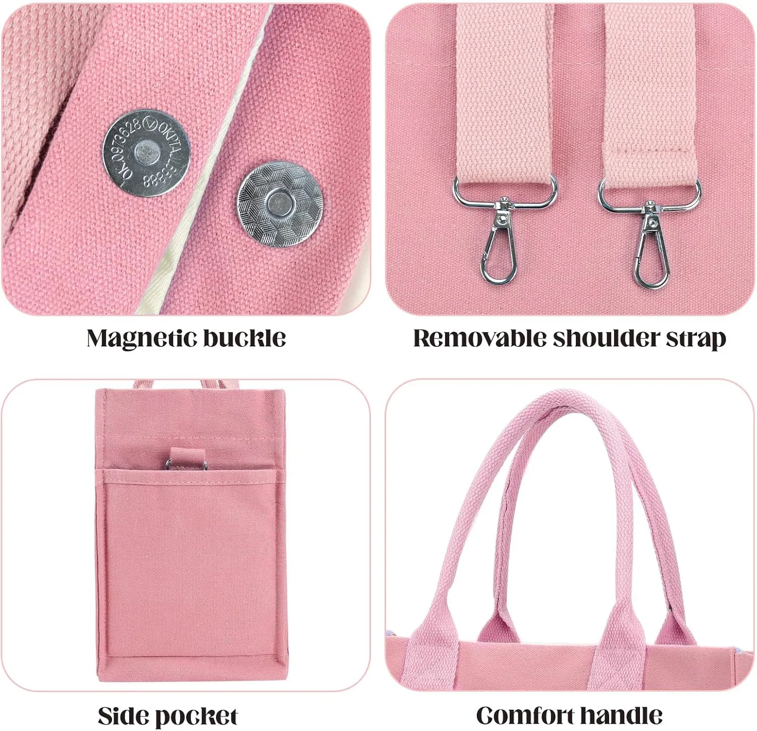 Canvas Tote Bags for Women，Work Tote Bags with Pockets,Crossbody Tote Bag Everything Handbags Shoulder Bags for Women
