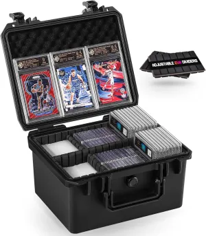 Card Case Storage for Graded Sports Cards, Trading Card Box with Adjustable Dividers, Waterproof Card Organizer for Rigid, Magnetic Card Sleeves (Holds 250  Top Loaders)