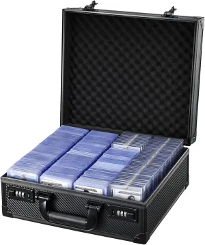 Card Storage Box for 3" x 4" 35pt Toploaders, Sports Cards Case with Lock, Trading Card Storage Box Holds 600  Top Loaders or 150 Magnetic Holders, Card Collection Box for Collectors