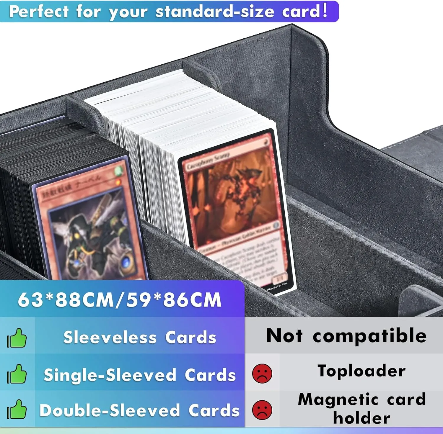 Card Storage Box for Trading Cards, 1800  PU Leather Commander Card Deck Case, Magnetic Closure Card Holder Fits for Magic Game Cards (Black)