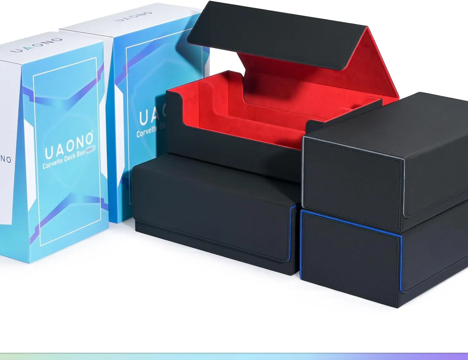 Card Storage Box for Trading Cards, 1800  PU Leather Commander Card Deck Case, Magnetic Closure Card Holder Fits for Magic Game Cards (Black)