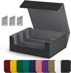 Card Storage Box for Trading Cards, 1800  PU Leather Commander Card Deck Case, Magnetic Closure Card Holder Fits for Magic Game Cards (Black)