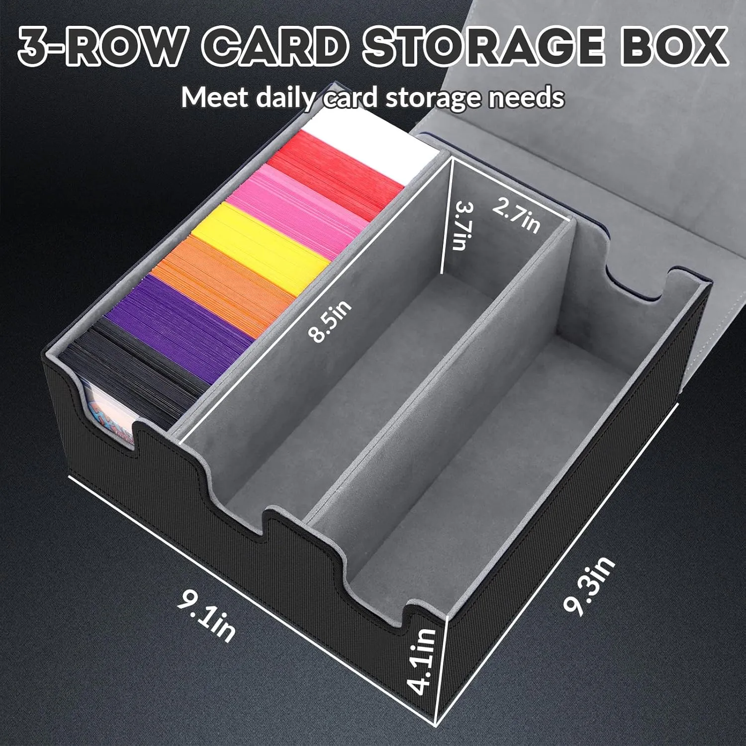 Card Storage Box for Trading Cards, 2100  Card Deck Case with PU Leather and Magnetic Closure, TCG Storage Box, Suitable for MTG, YuGiOh, and Sports Cards, Includes 8 Card Dividers