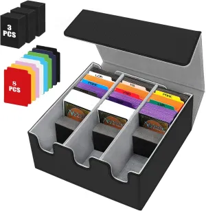Card Storage Box for Trading Cards, 2100  Card Deck Case with PU Leather and Magnetic Closure, TCG Storage Box, Suitable for MTG, YuGiOh, and Sports Cards, Includes 8 Card Dividers