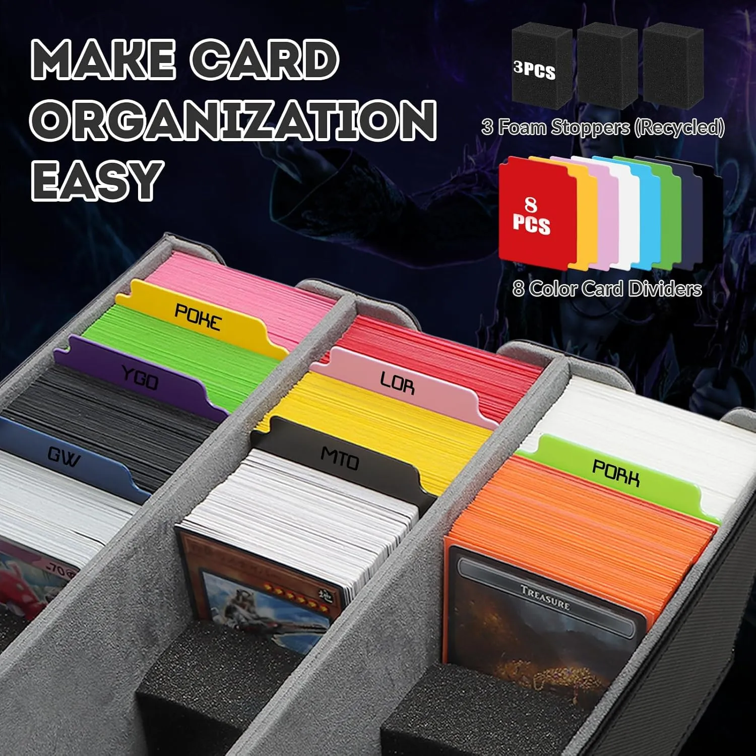 Card Storage Box for Trading Cards, 2100  Card Deck Case with PU Leather and Magnetic Closure, TCG Storage Box, Suitable for MTG, YuGiOh, and Sports Cards, Includes 8 Card Dividers