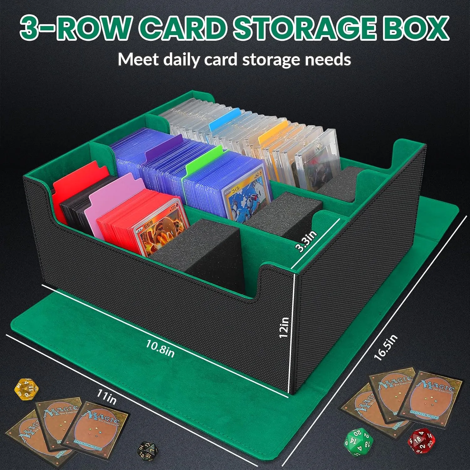 Card Storage Box for Trading Cards, 2600  Commander Deck Box, Storage Box Fits Toploader and One-Touch, Card Organizer for TCG, MTG, Sports Cards, with Card Dividers & Stoppers