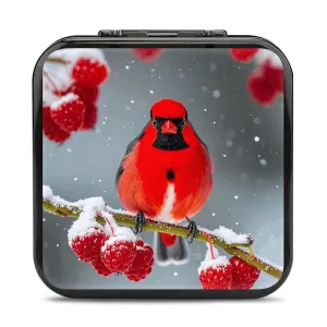 Cardinal Birds Snow Cranberries Switch Game Case Switch Game Holder Cartridge Case Storage 24 Games & 2 Micro Sd Card Slots, Travel Carry Cases, Portable Games Card Storage, Hard Shell, Buckle Closure
