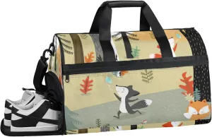 Cartoon Animal Gym Bags for Men Women, 43L Medium Sports Forest Travel Duffel Bag for Men with Shoe Compartment,Carry on Bags for Airplanes Women