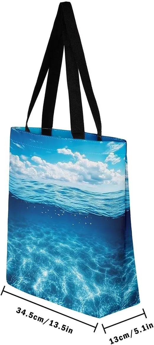 Cartoon Canvas Tote Bag Aesthetic for Women Girls,Cute Animals Reusable Grocery Handbag