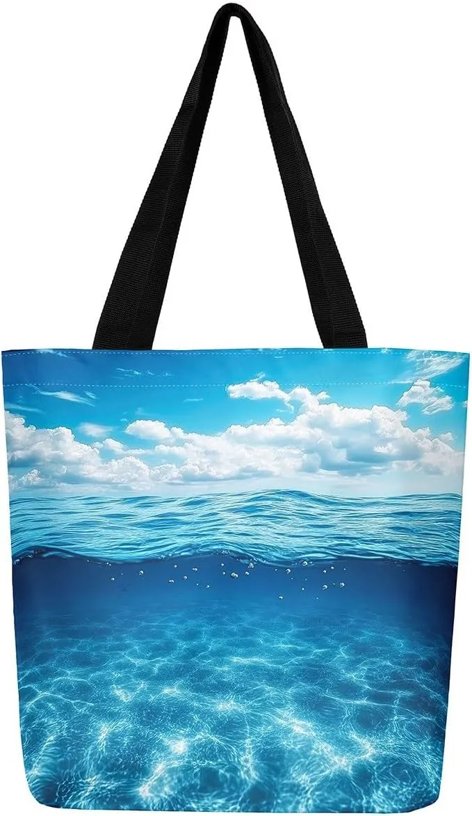 Cartoon Canvas Tote Bag Aesthetic for Women Girls,Cute Animals Reusable Grocery Handbag