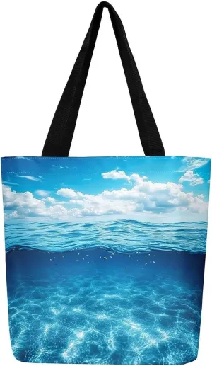 Cartoon Canvas Tote Bag Aesthetic for Women Girls,Cute Animals Reusable Grocery Handbag