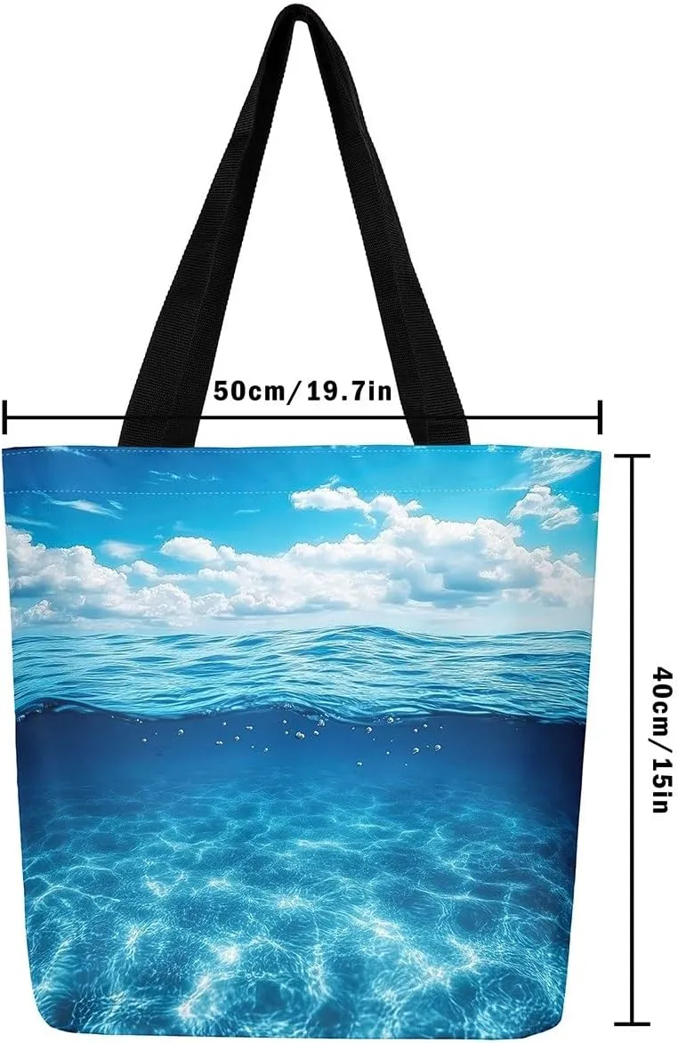 Cartoon Canvas Tote Bag Aesthetic for Women Girls,Cute Animals Reusable Grocery Handbag