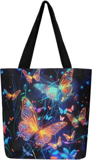 Cartoon Canvas Tote Bag Aesthetic for Women,Cute Animals Reusable Grocery Handbag