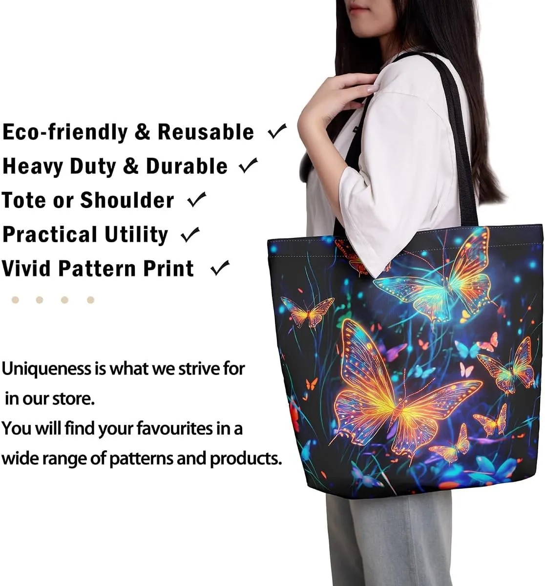 Cartoon Canvas Tote Bag Aesthetic for Women,Cute Animals Reusable Grocery Handbag