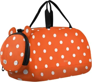 Cartoon Dot Orange Gym Duffel Bag with Shoes Compartment Lightweight Overnight Bag for Boys and Girls