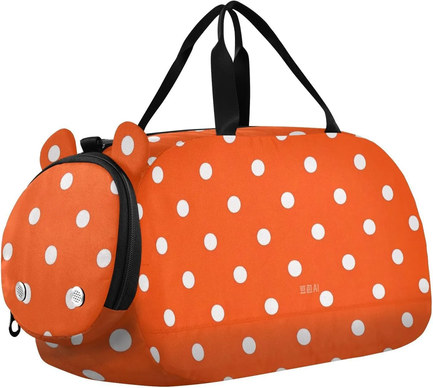 Cartoon Dot Orange Gym Duffel Bag with Shoes Compartment Lightweight Overnight Bag for Boys and Girls