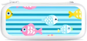 Cartoon Fish Pattern Compatible with Switch Carrying Case Hard Travel Game Bag Pouch with 15 Games Accessories