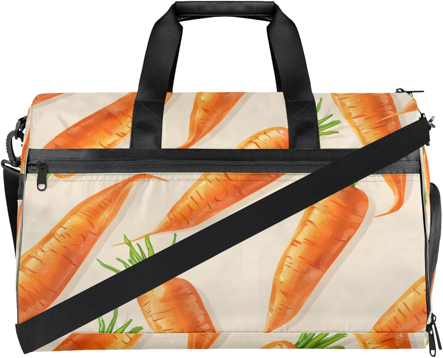 Cartoon Gym Duffle Bag for Women,Waterproof Sports Carrot Duffle Bags Travel Weekender Bags for Men Women Overnight Bag with Shoes Compartment