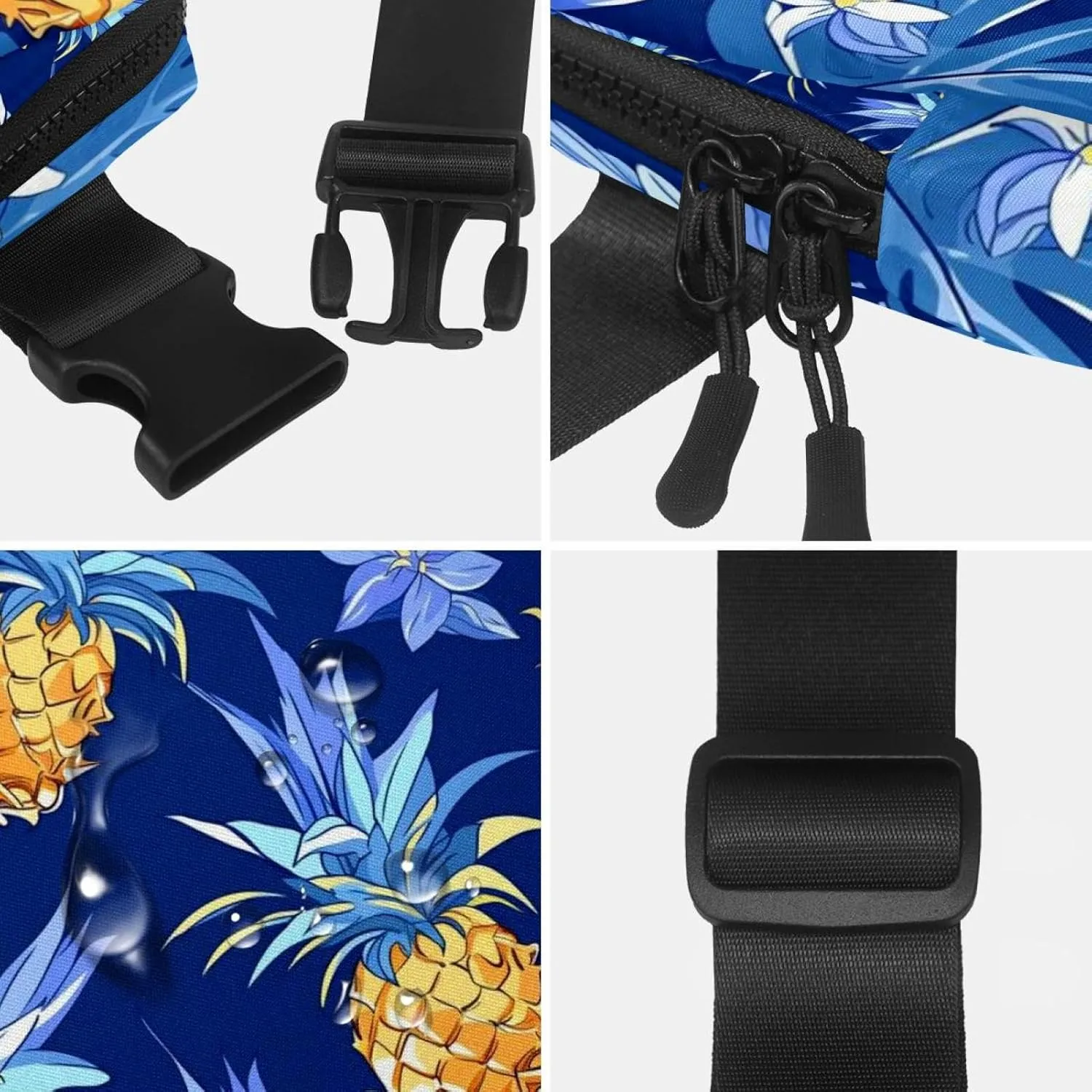 Cartoon Pineapple Design Pattern Unisex Style Fanny Pack: Fashion Waist Packs, Crossbody Bags Sport Slim Fashionable for Jogging Hiking Hiker Woman Man