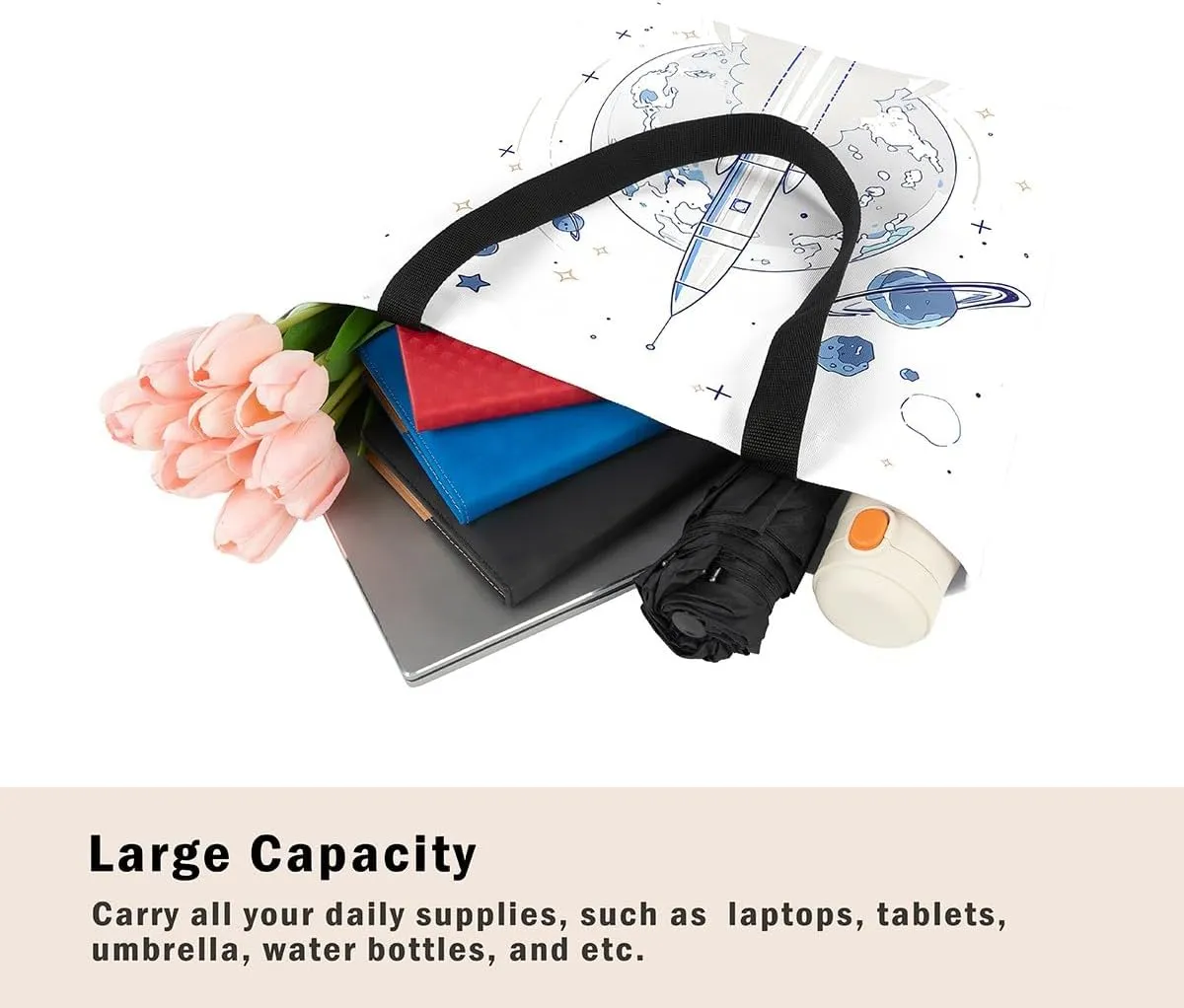 Cartoon Train Canvas Tote Bag,Retro Train Reusable Grocery Handbag