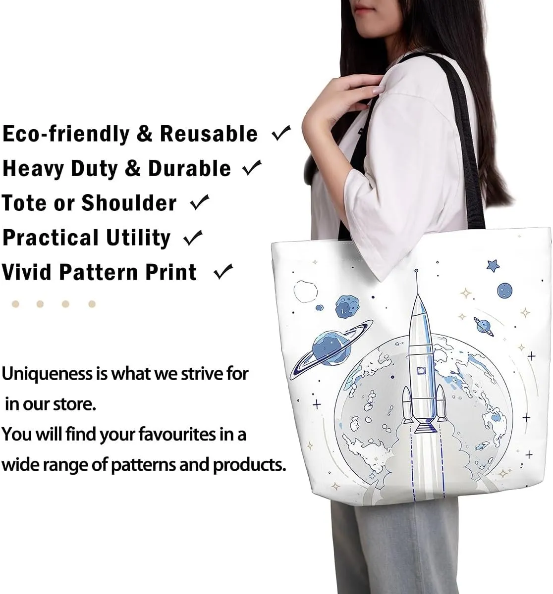 Cartoon Train Canvas Tote Bag,Retro Train Reusable Grocery Handbag