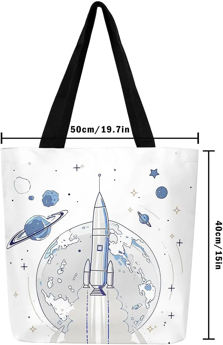 Cartoon Train Canvas Tote Bag,Retro Train Reusable Grocery Handbag