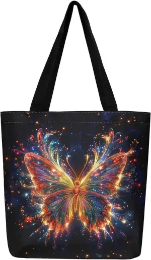 Castle Fairy Ballet Bowknot Canvas Tote Bag Aesthetic for Women,Cowboy Reusable Grocery Handbag