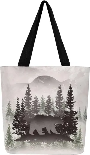 Castle Fairy Bear and Wolf Canvas Tote Bag Aesthetic for Women Girls