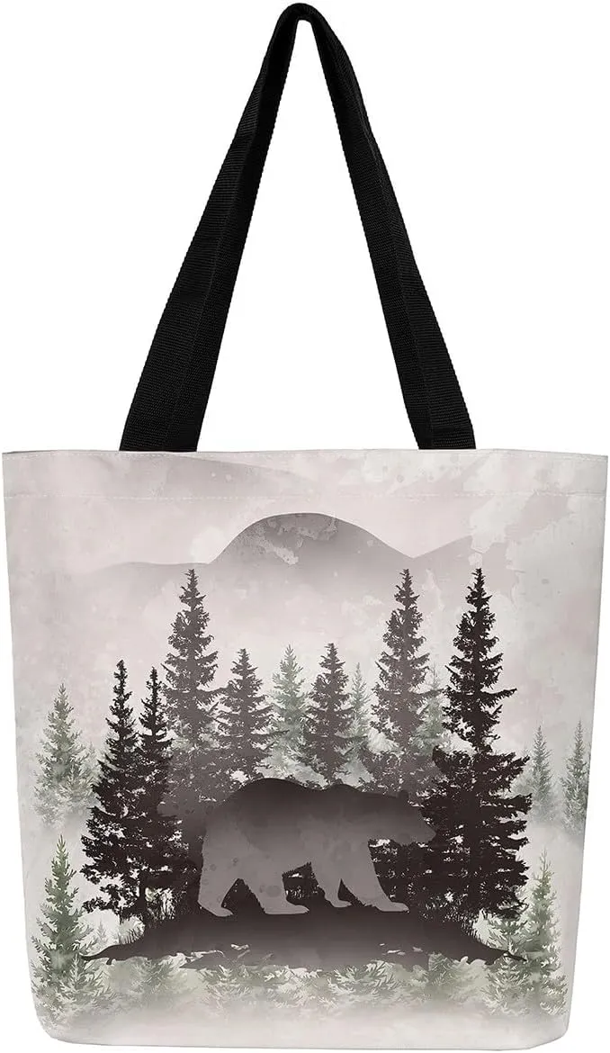 Castle Fairy Bear and Wolf Canvas Tote Bag Aesthetic for Women Girls