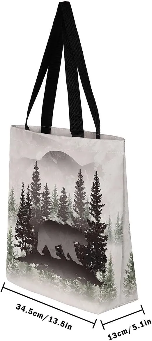 Castle Fairy Bear and Wolf Canvas Tote Bag Aesthetic for Women Girls