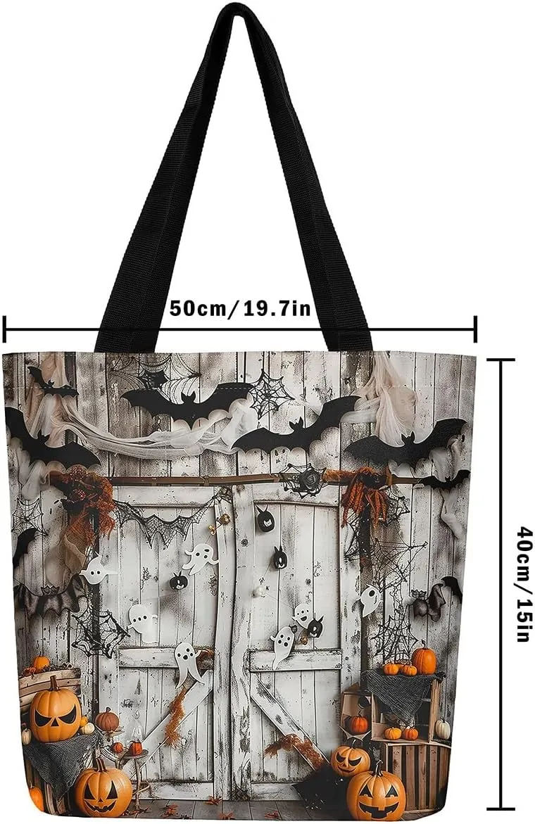 Castle Fairy Halloween Canvas Tote Bag Aesthetic for Women Girls, Reusable Grocery Handbag