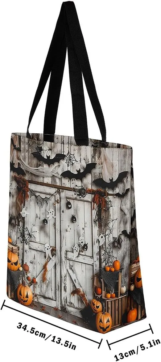 Castle Fairy Halloween Canvas Tote Bag Aesthetic for Women Girls, Reusable Grocery Handbag