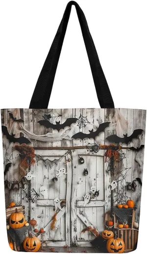Castle Fairy Halloween Canvas Tote Bag Aesthetic for Women Girls, Reusable Grocery Handbag