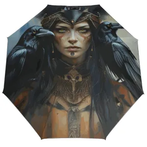 Celtic Goddess Morrigan Auto Umbrella with Printed Pattern Outside ZYS03-8K