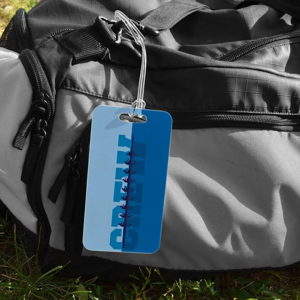 ChalkTalkSPORTS Crew Luggage & Bag Tag | Water Reflection | Custom Info on Back | Large | Blue