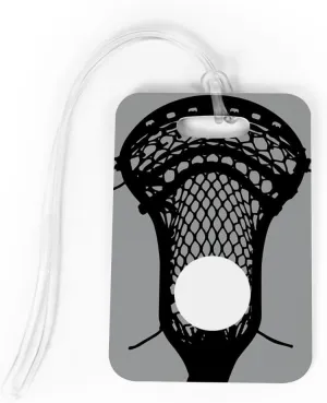 ChalkTalkSPORTS Guys Lacrosse Luggage & Bag Tag | Large Lacrosse Stick | Custom Info on Back | Medium | Gray/Black
