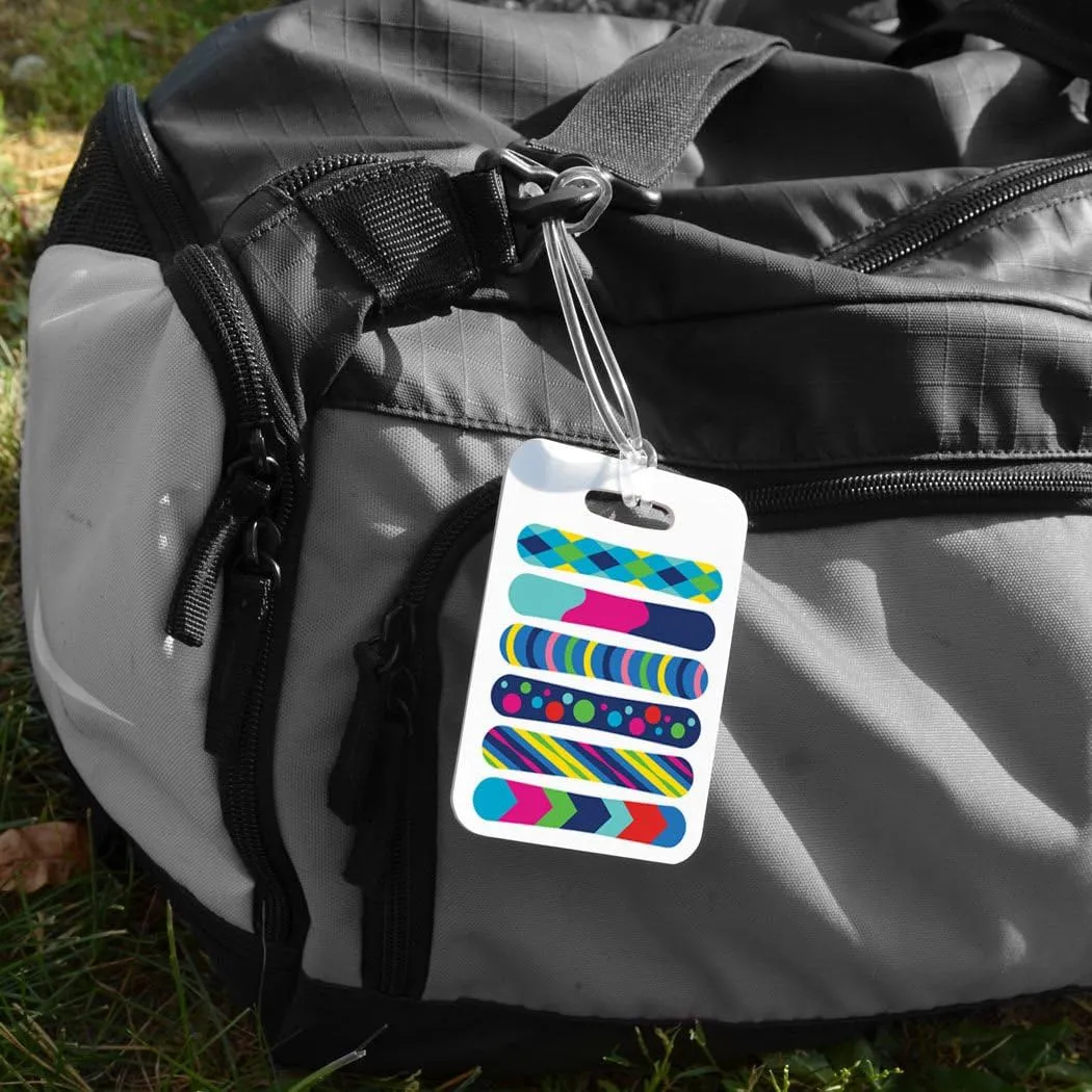ChalkTalkSPORTS Snowboarding Luggage & Bag Tag | Snowboard Pattern | Custom Info on Back | Medium