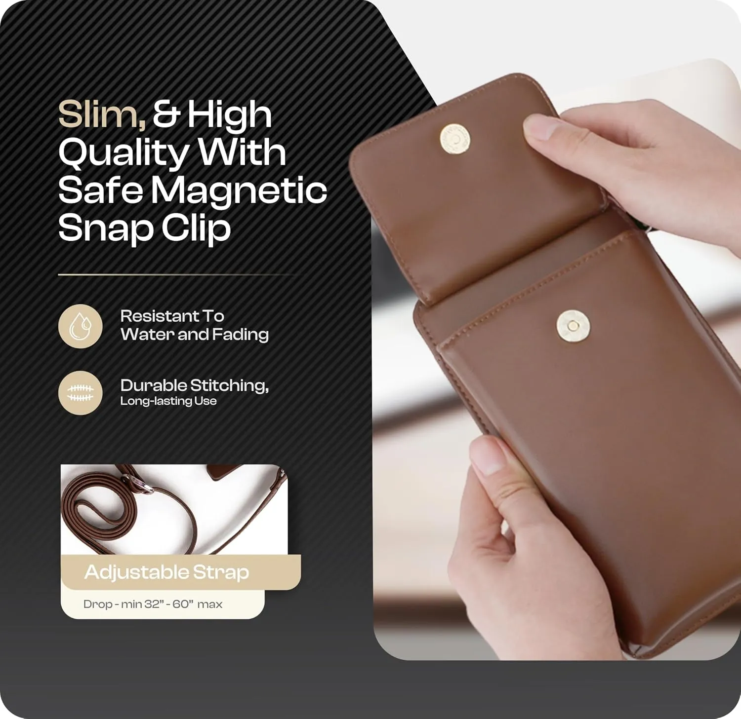 Claasico Womens Crossbody Wallet & Phone Case | iPhone/Samsung/LG Magnet Cell Pouch & Handbag