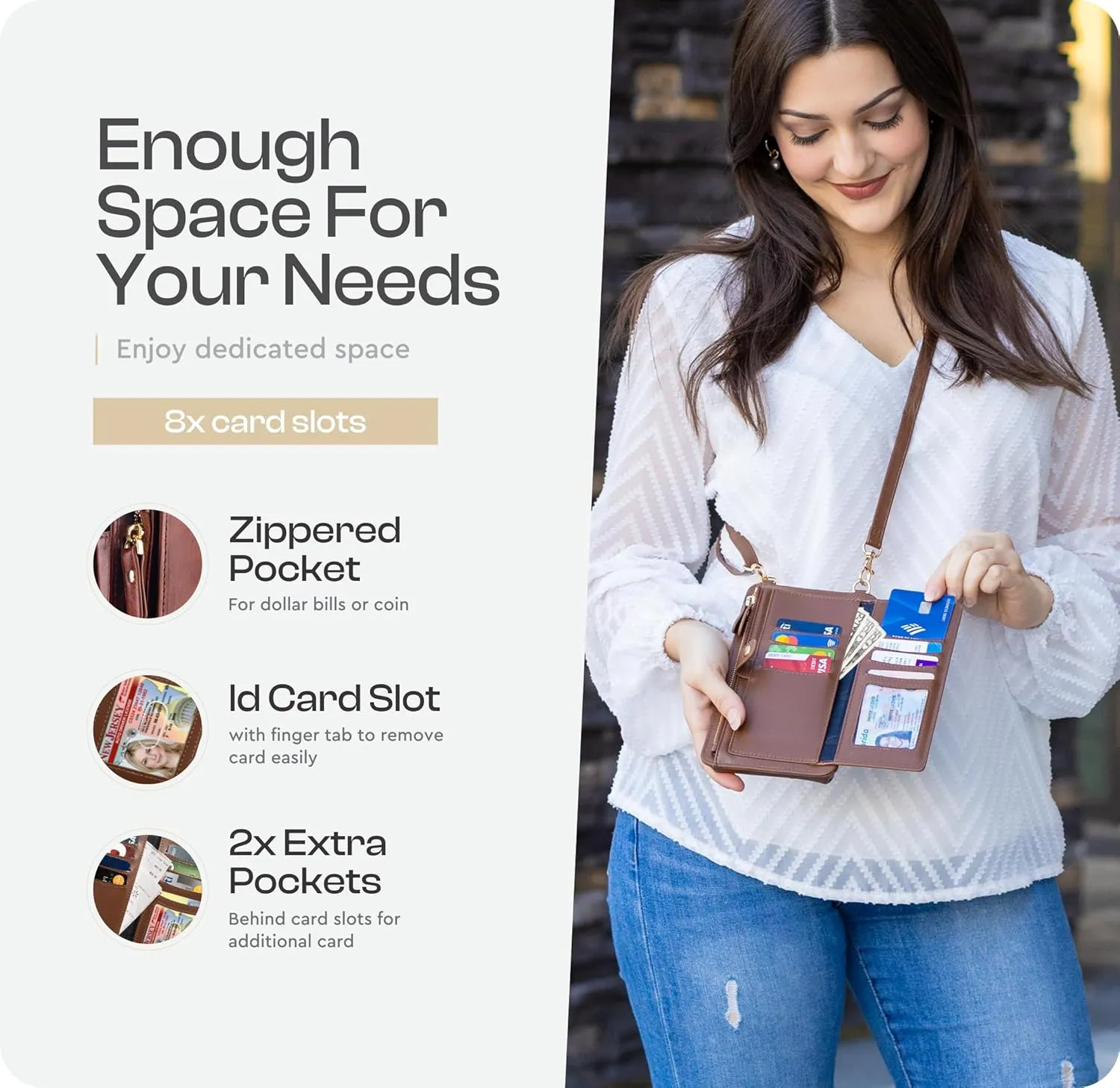 Claasico Womens Crossbody Wallet & Phone Case | iPhone/Samsung/LG Magnet Cell Pouch & Handbag