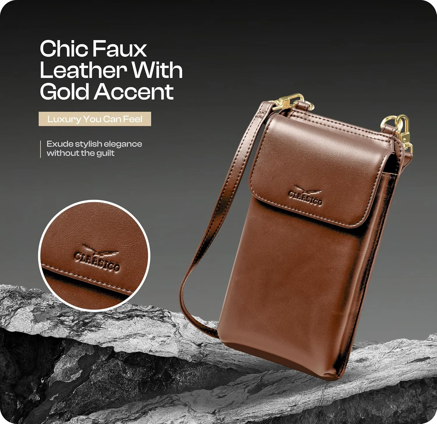 Claasico Womens Crossbody Wallet & Phone Case | iPhone/Samsung/LG Magnet Cell Pouch & Handbag