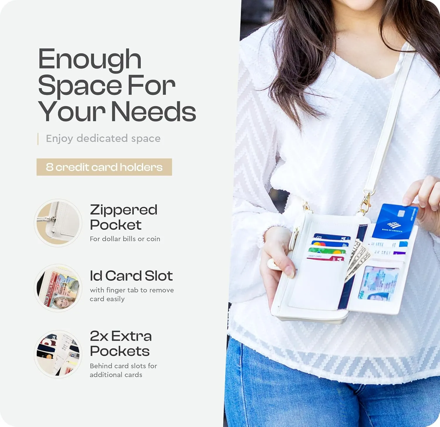 Claasico Womens Crossbody Wallet & Phone Case | iPhone/Samsung/LG Magnet Cell Pouch & Handbag