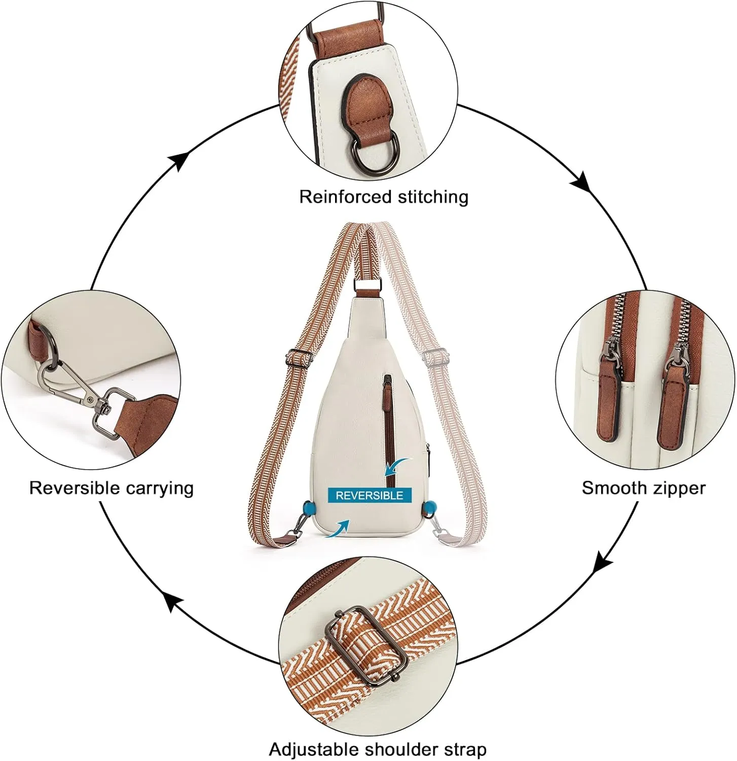 CLUCI Crossbody Bags for Women - Sling Backpack Travel Bag in Leather