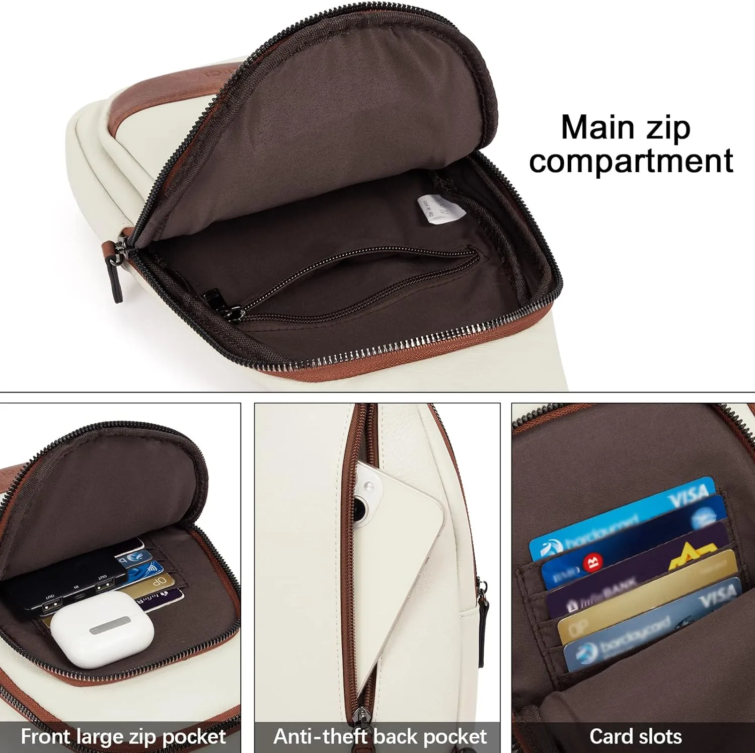 CLUCI Crossbody Bags for Women - Sling Backpack Travel Bag in Leather