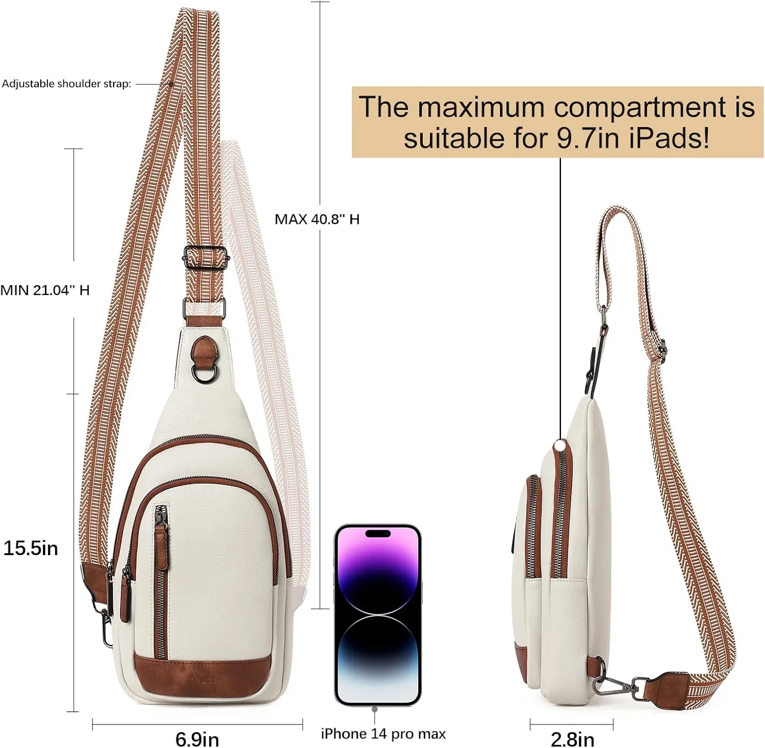 CLUCI Crossbody Bags for Women - Sling Backpack Travel Bag in Leather